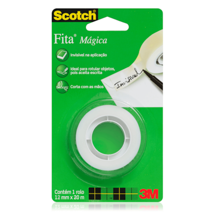 Fita Adesiva Magica 3m 810 Scotch 12 mm X 20m Invisível