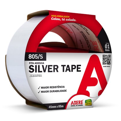 Fita Adesiva Silver Tape Branca 45mm X 5m Adere