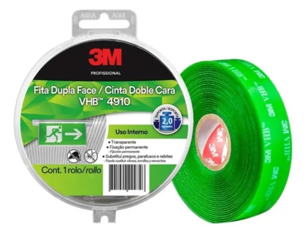 Fita Dupla Face 3m Extra Forte 2kg Uso Interno 5 Metros 12mm