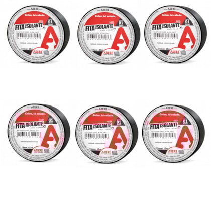 Pacote com 6 Fita Isolante Preta - 912i 18 mm x 10 m